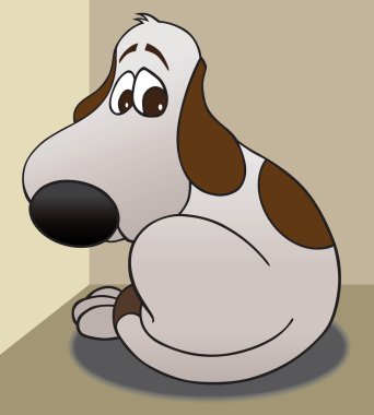Unhappy dog in timeout clipart