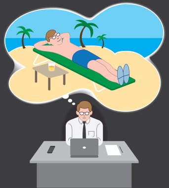 Ofis çalışanının tatil daydream