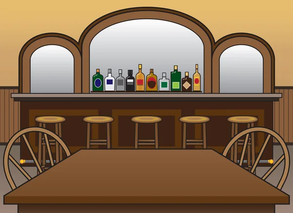 Salon avec tabourets et table — Image vectorielle