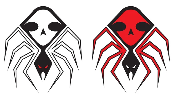 Tatuaż pająk w dwóch wersjach kolorystycznych — Wektor stockowy