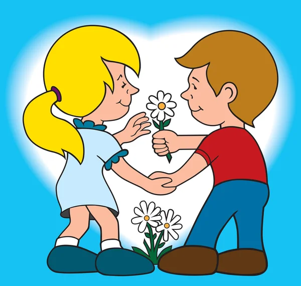 Młody miłość z kwiatami — Wektor stockowy