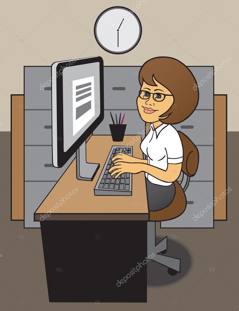 Dedicated Office Worker — Stock Vector © Ken_Cook 94010698
