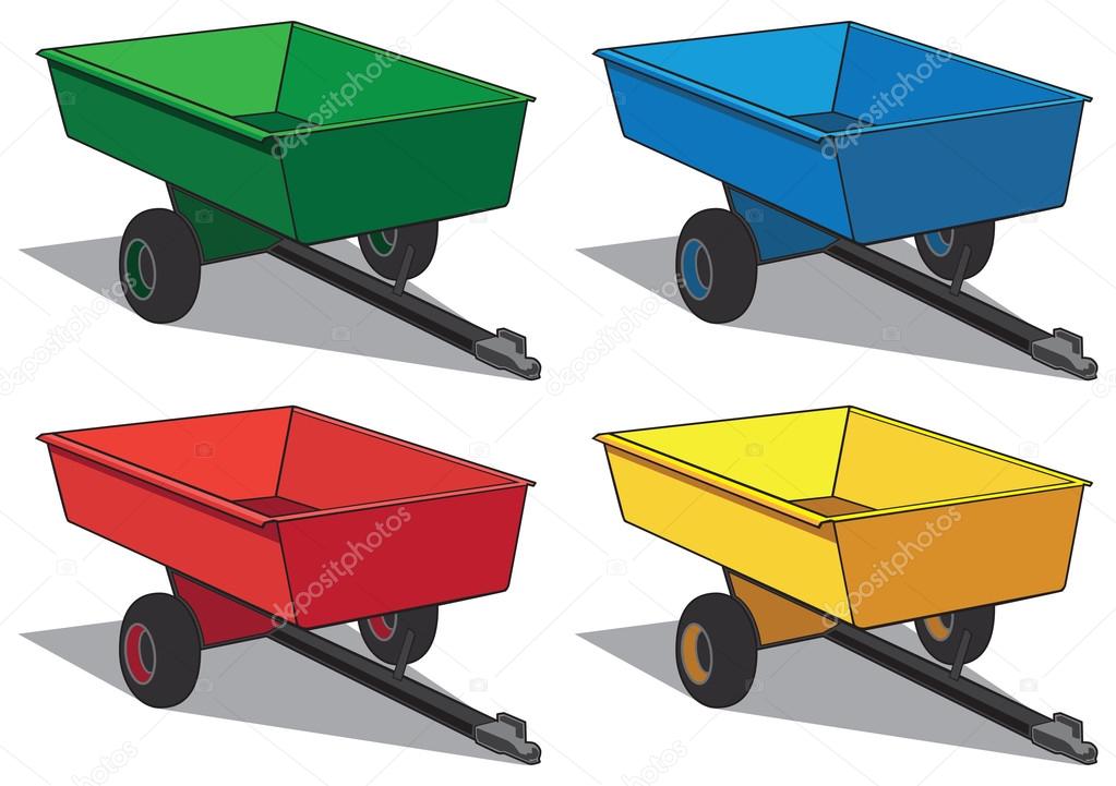 Utility trailer in various color schemes