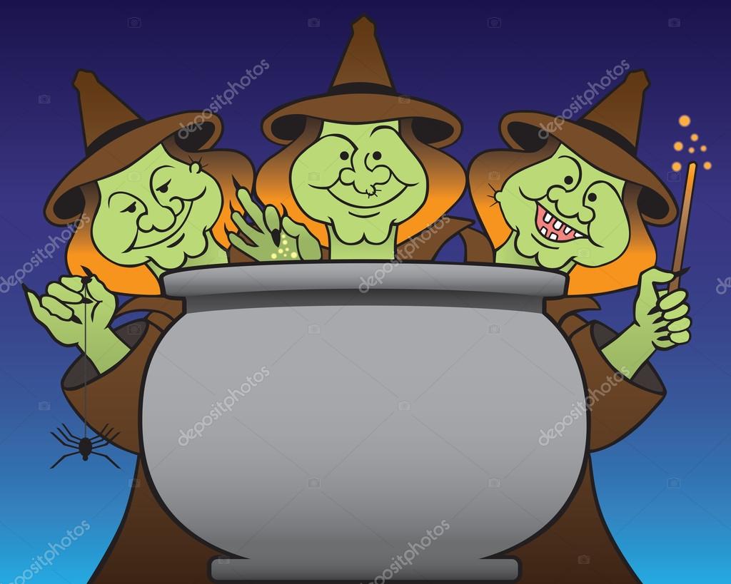 Three witches brewing potion Stock Vector Image by ©Ken_Cook 94420120