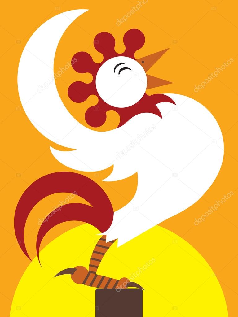 Cartoon Sunrise Rooster