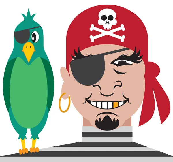 Pirata i papuga — Wektor stockowy