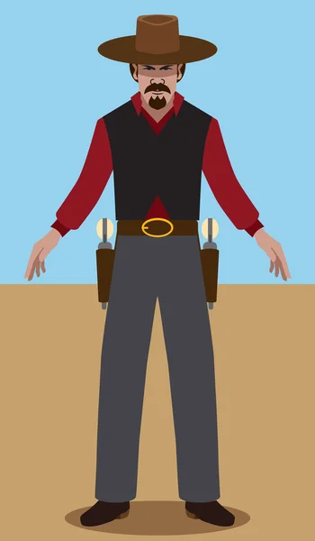 Flat Vector Gunslinger — Stock Vector