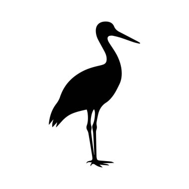 Temiz Siyah Siluet Biçiminde Zarif Hareketli Leylek Sembolü