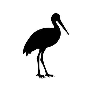 Akan Zarif Fırça Çizgileriyle Kaligrafik Leylek Logosu