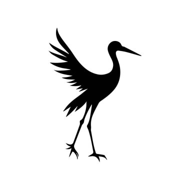 Dairesel Halo Minimum Zarif Siyah Siluet Tasarımı ile Leylek