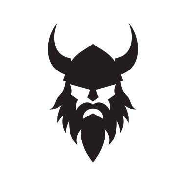 Minimalist Viking Savaşçısı Kask Logosu Temiz Cesur Siluet Tasarımı