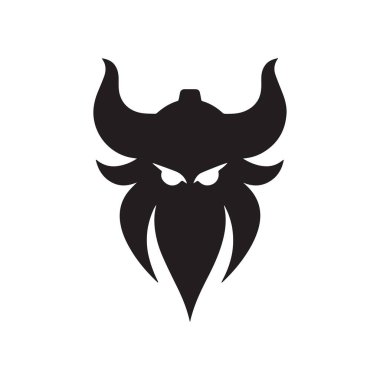 Dengeli Monolin Kompozisyonu olan dairesel Viking Miğferli Rozet Logosu