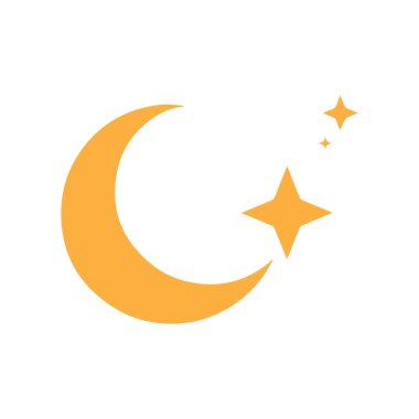 Simple Orange Lunar Symbol with Clean Balanced Star Composition Design