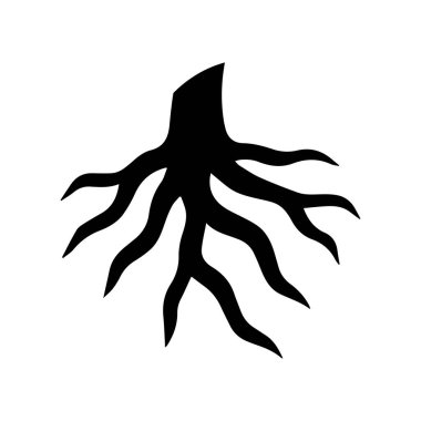 Simetrik olarak, yapılandırılmış toprak enerjisini sembolize eden lifli kök.