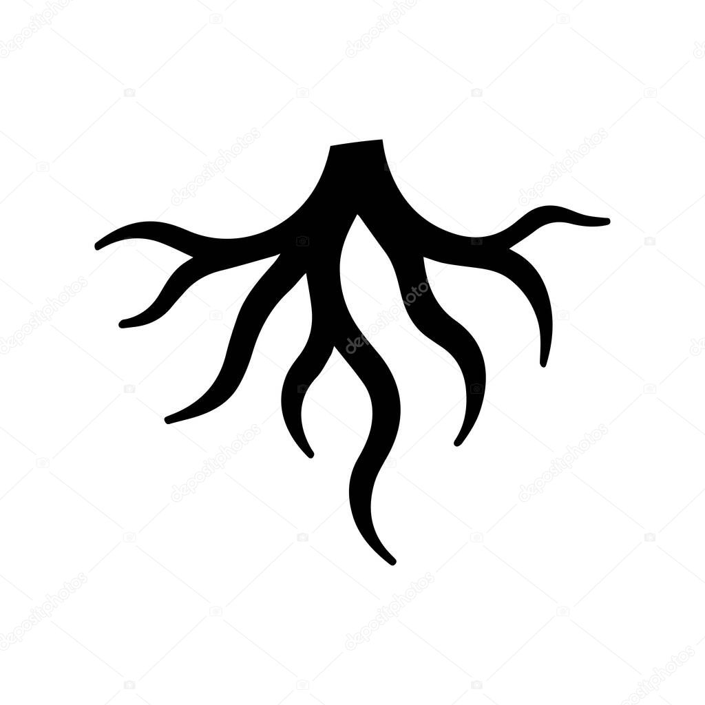 Strong symmetrical root inside round emblem expressing natural balance