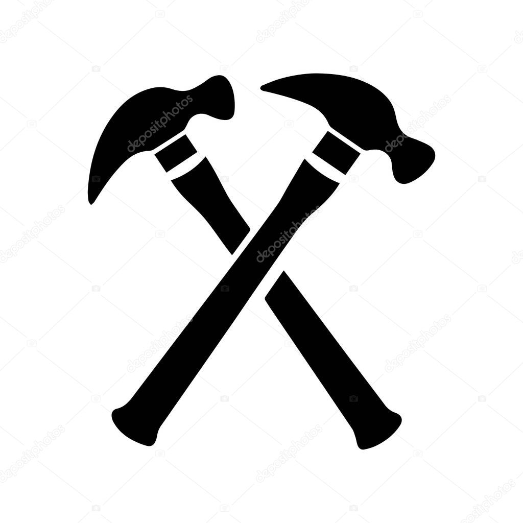 Industrial Mechanical Crossed Hammers Design Showing Power and Collaboration