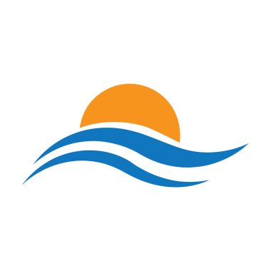 Güçlü Geometrik Ağırlıklı Ağır Kalın Minimalist Dalga ve Güneş Logosu