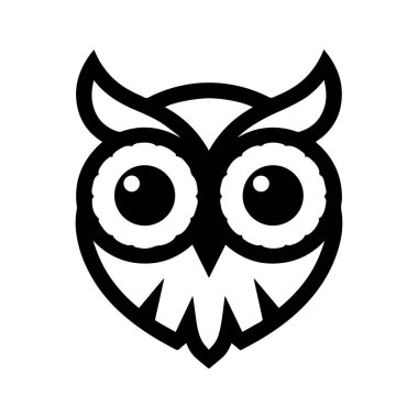 Tek Baykuş Logosu Simetrik Güzellik ve Düşünceli Sezgi Gösteriyor