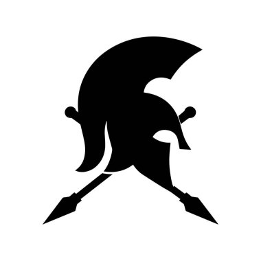 Basitleştirilmiş Sparta Bloğu Kask Amblemi Savaşçı Gücünü Gösteriyor