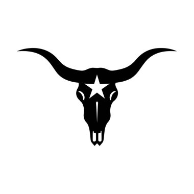 Minimalist Longhorn Kafatası logosu Vahşi Batı Kültürü 'nden esinlenilmiştir.