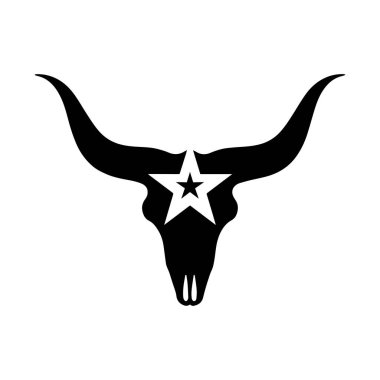 Batı Amblemi Logosu Minimal Longhorn Kafatası