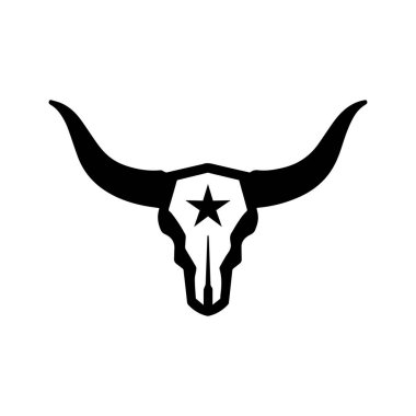 Batı Rozet Logosu Minimal Longhorn Kafatası