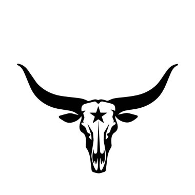 Yuvarlak Boynuz Longhorn Logosu Dostça Batı Tarzı