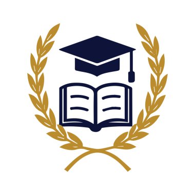 Laurel Çelenk ve Kitap ile Akademik Tepe Logosu