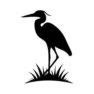 Asgari Monoline Heron Kuş Logosu Çizim Biçimi