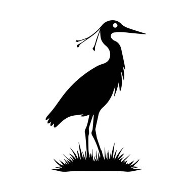 Güçlü Siluet Balıkçıl Kimlik Modern Marka İllüstrasyonu