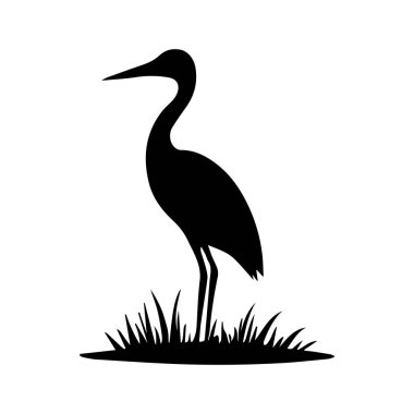 Basit Simge Biçimli Heron Vahşi Yaşam Markası Çizim Tasarımı