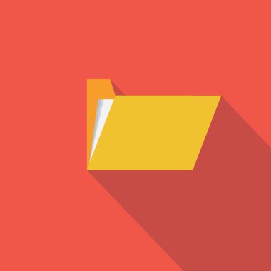 Klasör simgesini, düz tasarım stili, vektör çizim. uzun shado