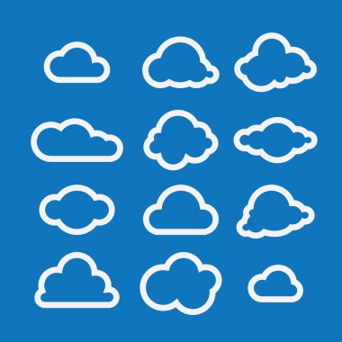 Bulut koleksiyonunun vektör illüstrasyonu.