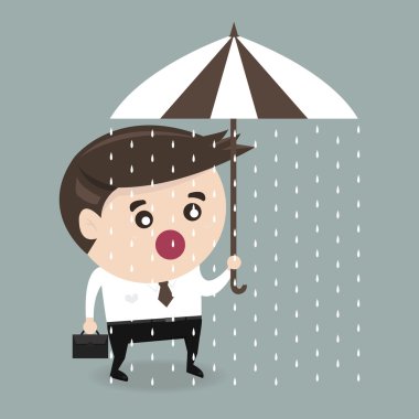 Şemsiye ile şanssız işadamı