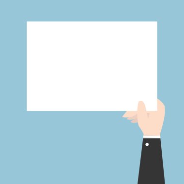 İşadamı el tasarımı, kart, düz tutarak vektör Eps10.