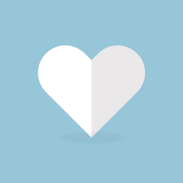 Coeur blanc, design plat — Image vectorielle