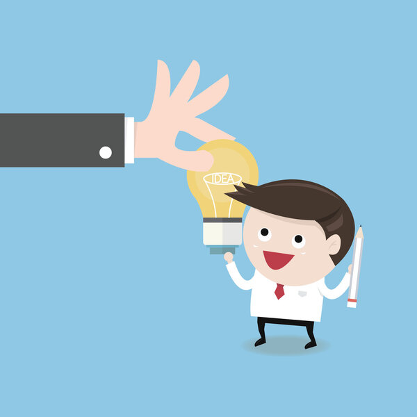 Дайте идею молодому бизнесмену, плоский дизайн
