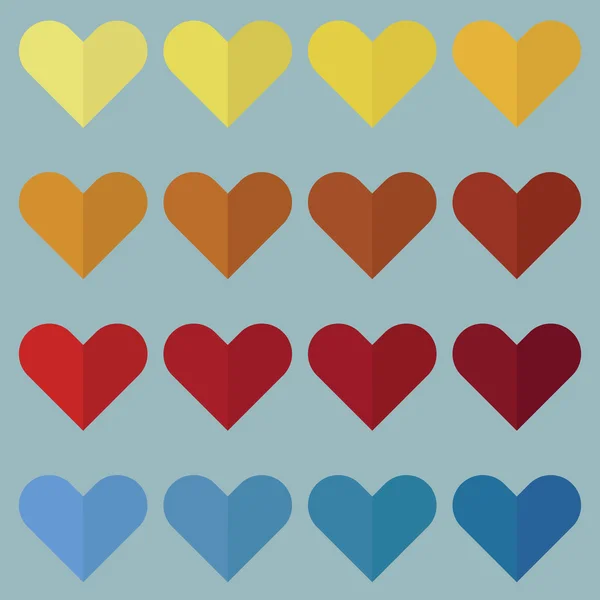Vecteur d'icône de coeur avec quatre couleurs . — Image vectorielle