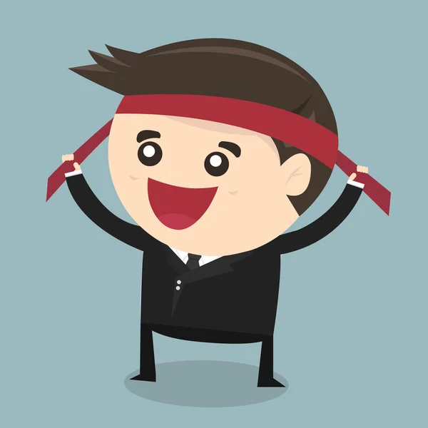 Uomo d'affari con fascia rossa, concetto di vettore motivazionale. illust — Vettoriale Stock