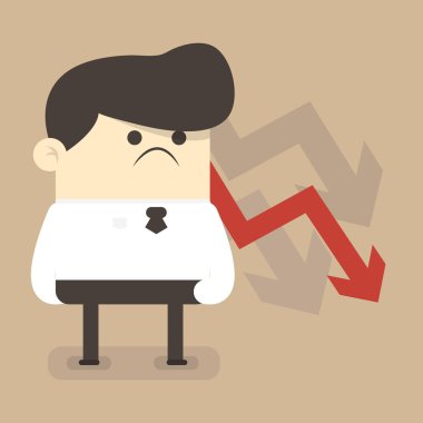 İşadamı grafik aşağı, vektör düz tasarımı