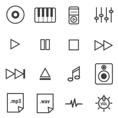 Beyaz arka plan müzik simgeleri.