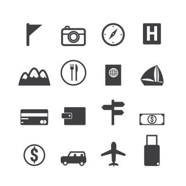 Seyahat Icons set, vektör Icon set