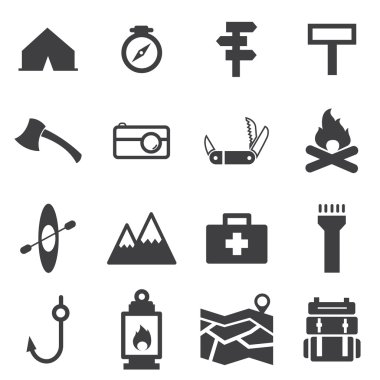 kamp simge seti, vektör Icon set