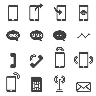 Beyaz arka plan telefon simgeleri. vektör çizim.