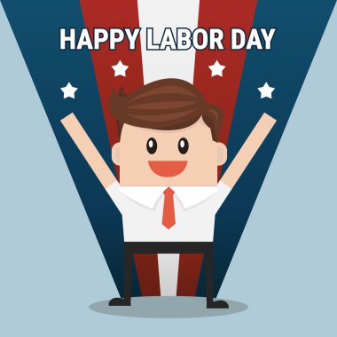 mutlu İşçi Bayramı kartları tasarımı, işadamı, vektör çizim ep