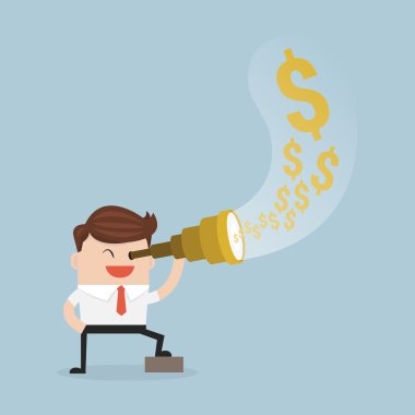 Teleskop bkz: para kullanarak iş adamı