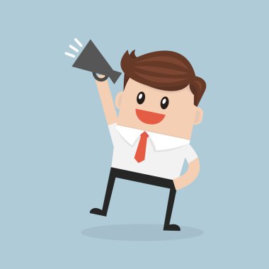 Bir megafon konuşan işadamı