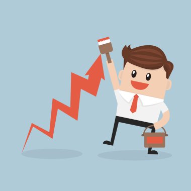 İş adamı duvara büyüme grafik çizim. vektör. düz tasarım