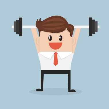 işadamı ile bir halter egzersiz. vektör. düz tasarım