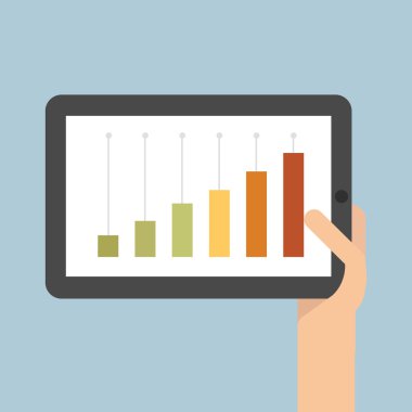 Elini tut tablet, iş grafiği.